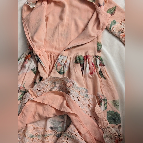 TEELA NYC Gorgeous Ema Eyelet Lace Peach Floral Dress Half Sleeve Girls' 7 - Picture 5 of 9
